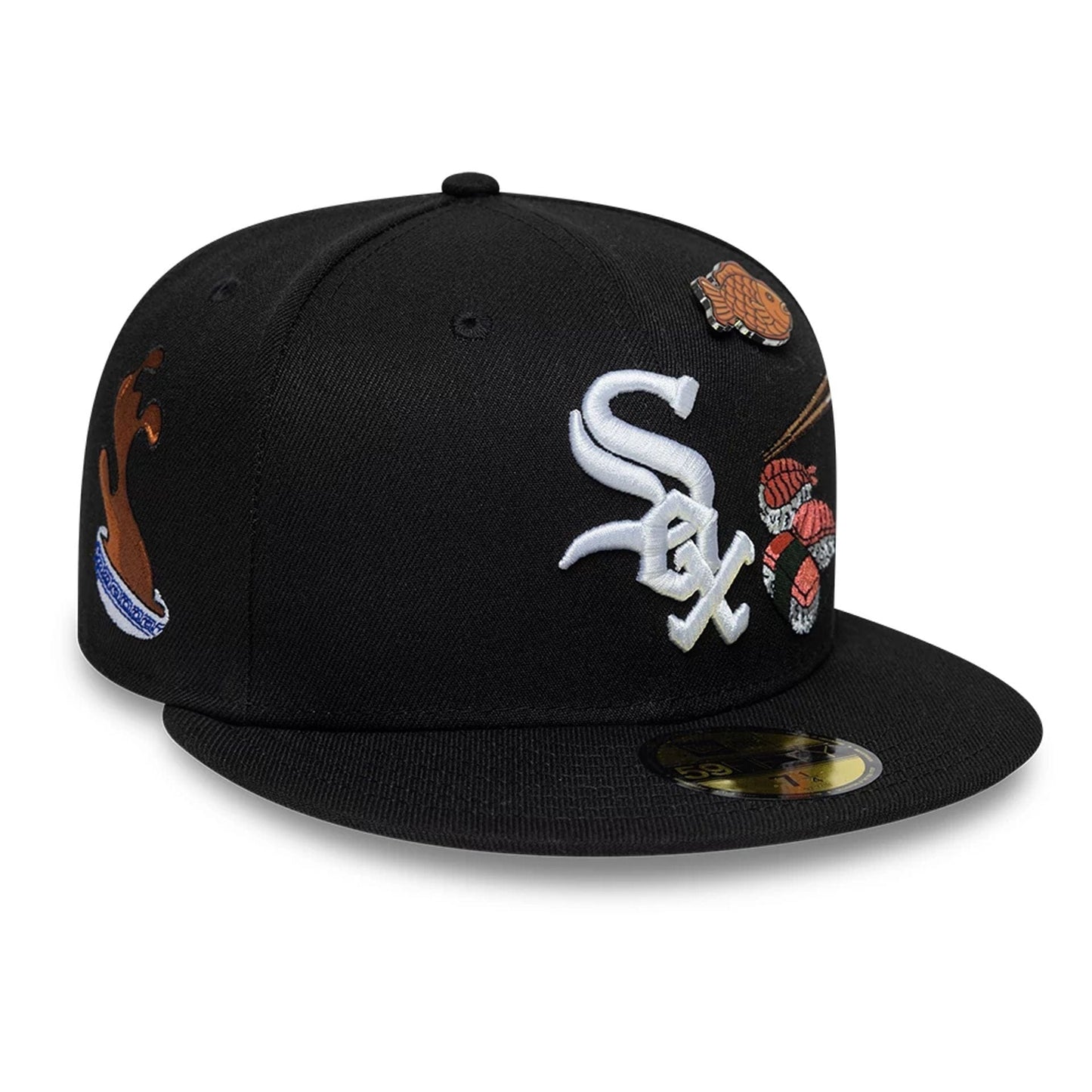 Pictured is this MLB Food Chicago White Sox 59FIFTY Fitted cap in black. 3