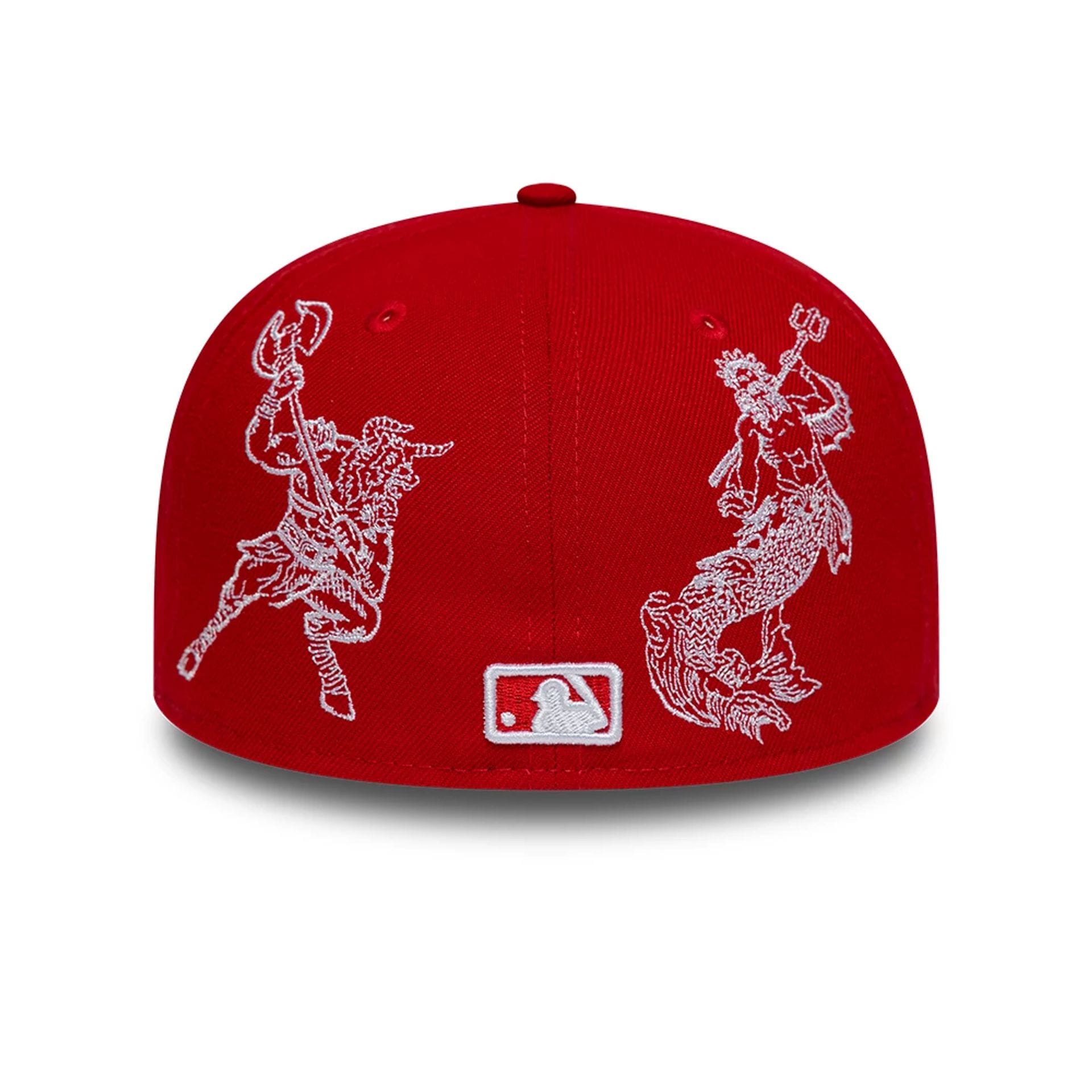 Pictured is this MLB Mythical LA Angels 59FIFTY Fitted cap in red. 7