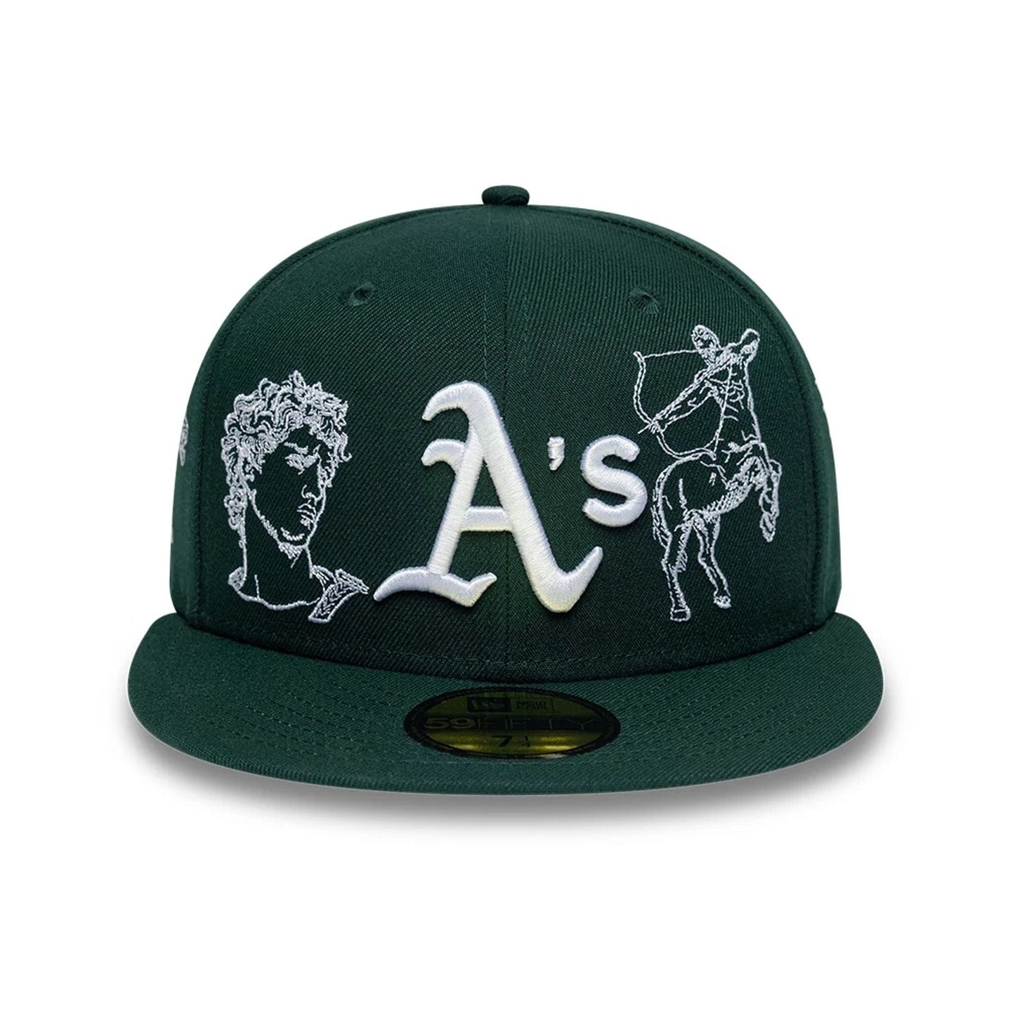 Pictured is this MLB Mythical Athletics 59FIFTY Fitted cap in dark green. 3