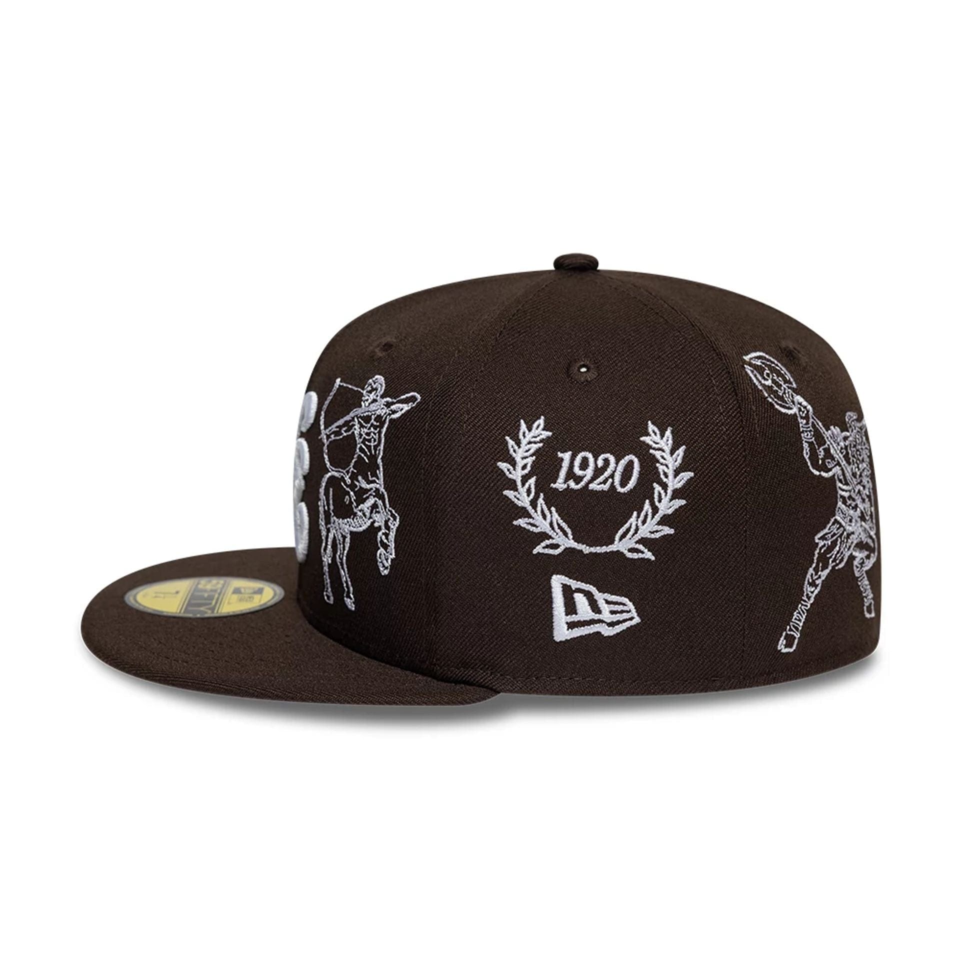 Pictured is this New Era Mythical 59FIFTY Fitted cap in dark brown. 5