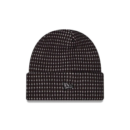 Pictured is this NFL Sideline 2026 Las Vegas Raiders Cuff Knit Beanie Hat in black and grey. 3