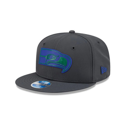 Pictured is this Youth NFL Sideline 2026 Seattle Seahawks 9FIFTY Snapback cap in charcoal. 1