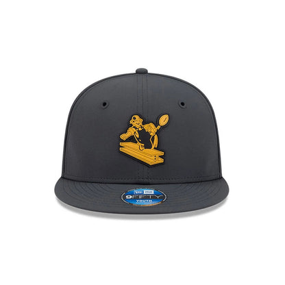 Pictured is this Youth NFL Sideline 2026 Pittsburgh Steelers 9FIFTY Snapback cap in charcoal. 3