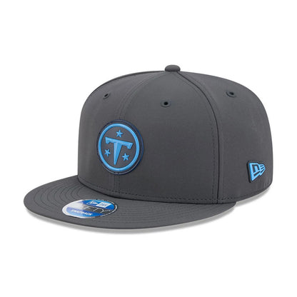 Pictured is this NFL Sideline 2026 Tennessee Titans 9FIFTY Snapback cap in charcoal. 1