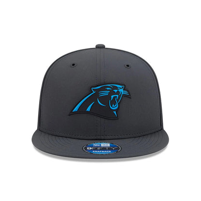 Pictured is this NFL Sideline 2026 Carolina Panthers 9FIFTY Snapback cap in charcoal. 3