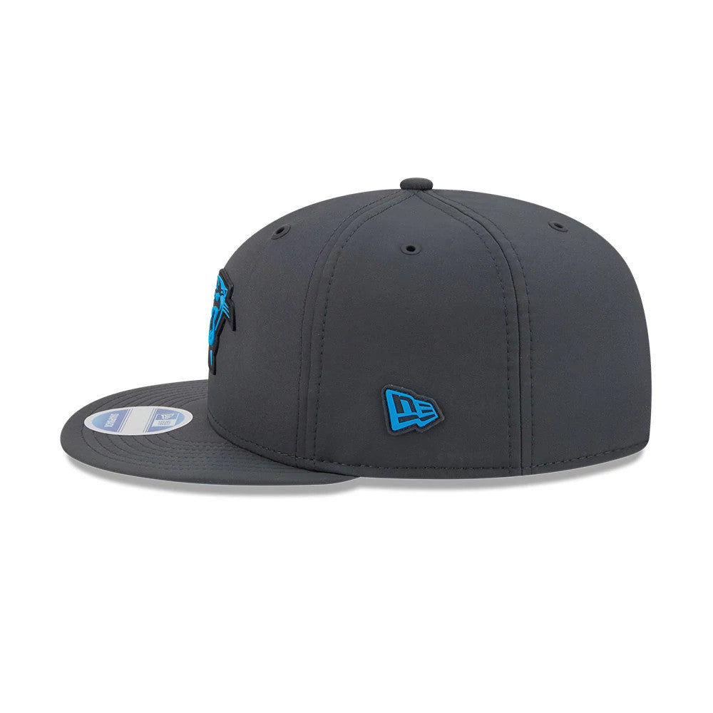 Pictured is this NFL Sideline 2026 Carolina Panthers 9FIFTY Snapback cap in charcoal. 5