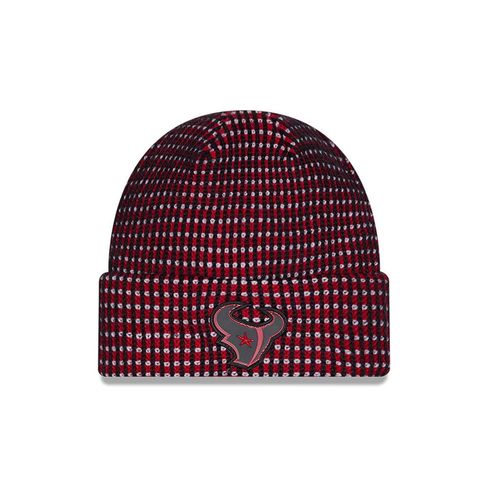 Pictured is this NFL Sideline 2026 Houston Texans Cuff Knit Beanie Hat in navy. 1