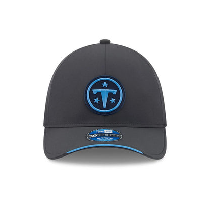 Pictured is this NFL Sideline 2026 Tennessee Titans 39THIRTY M-Crown Stretch Fit cap in charcoal. 2
