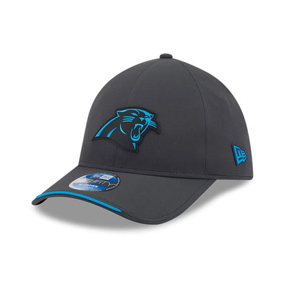 Pictured is this NFL Sideline 2026 Carolina Panthers 39THIRTY M-Crown Stretch Fit cap in charcoal. 1