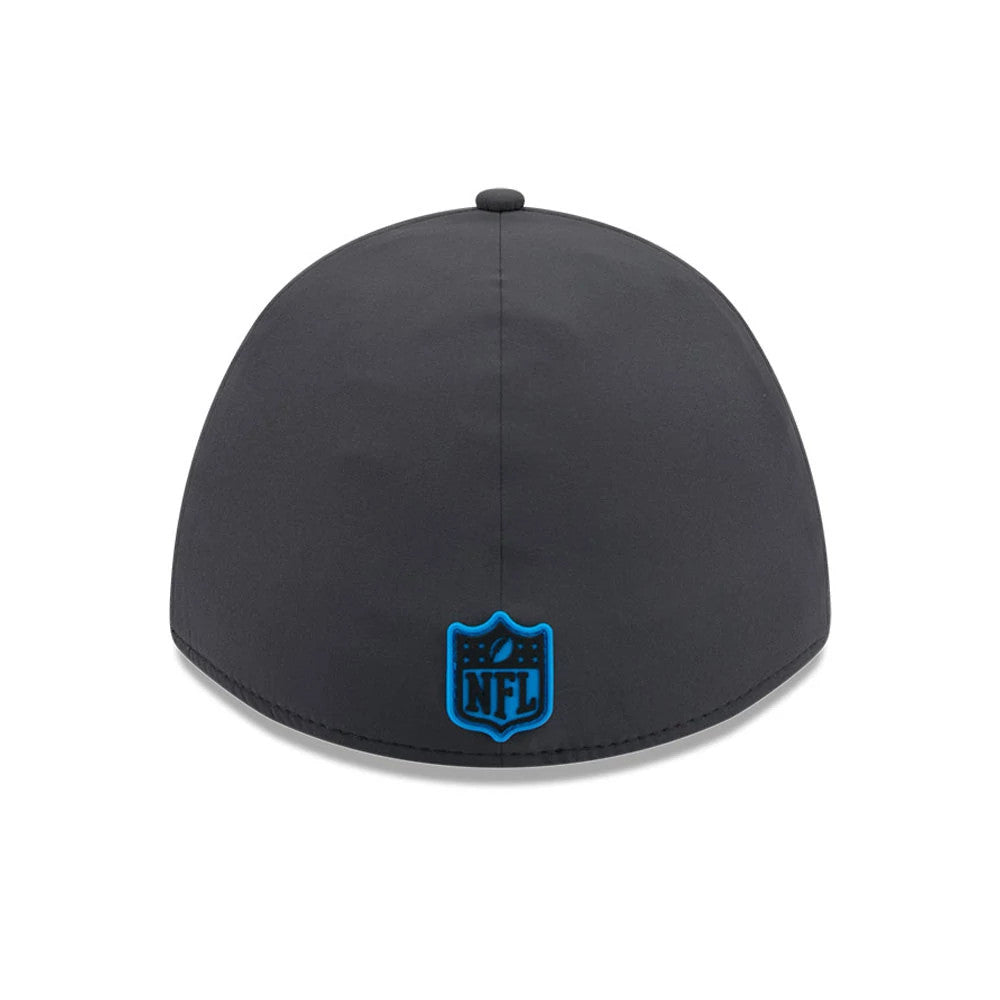 Pictured is this NFL Sideline 2026 Carolina Panthers 39THIRTY M-Crown Stretch Fit cap in charcoal. 6