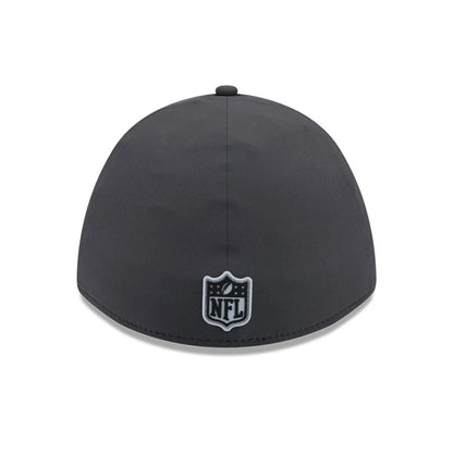 Pictured is this NFL Sideline 2026 Las Vegas Raiders 39THIRTY M-Crown Stretch Fit cap in charcoal. 6