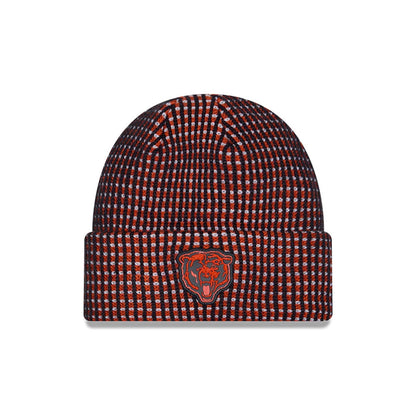 Pictured is this NFL Sideline 2026 Chicago Bears Cuff Knit Beanie Hat in orange. 1