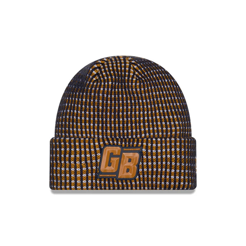 Pictured is this NFL Sideline 2026 Green Bay Packers Cuff Knit Beanie Hat in dark blue. 1