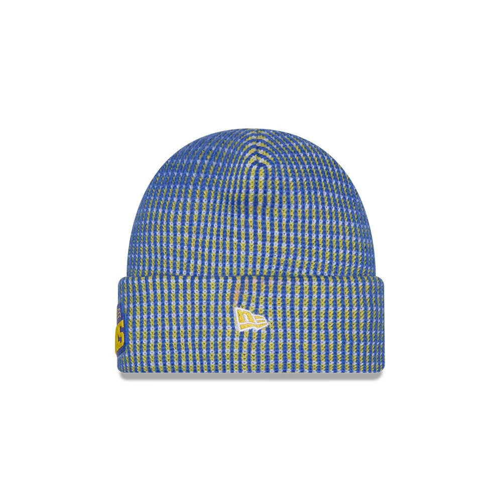 Pictured is this NFL Sideline 2026 LA Rams Cuff Knit Beanie Hat in blue. 2
