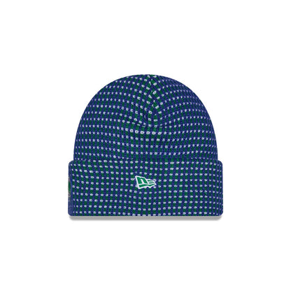Pictured is this NFL Sideline 2026 Seattle Seahawks Cuff Knit Beanie Hat in blue. 2