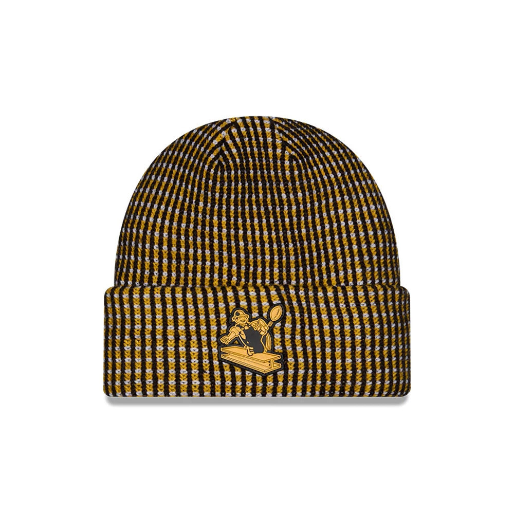 Pictured is this NFL Sideline 2026 Pittsburgh Steelers Cuff Knit Beanie Hat in Yellow. 1