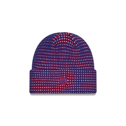 Pictured is this NFL Sideline 2026 Buffalo Bills Cuff Knit Beanie Hat in blue. 3