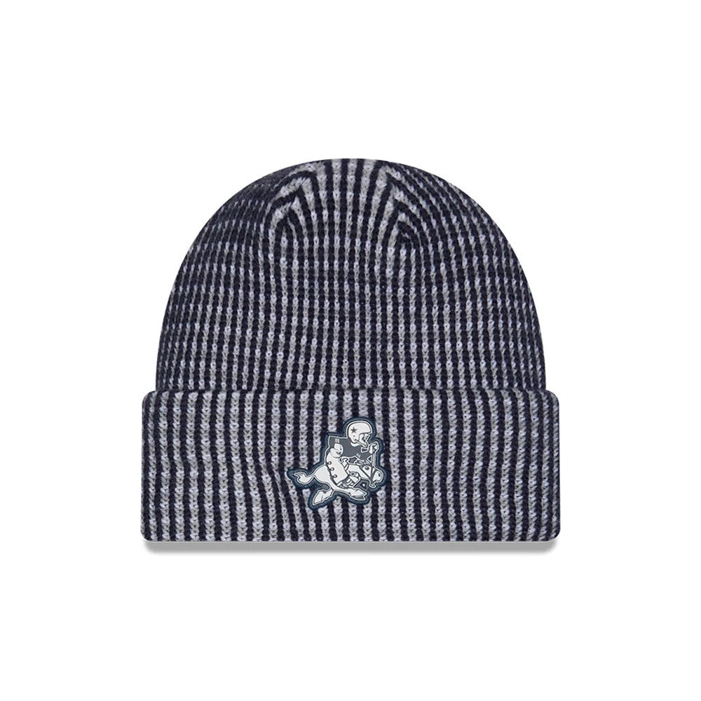 Pictured is this NFL Sideline 2026 Dallas Cowboys Cuff Knit Beanie Hat in Blue. 1