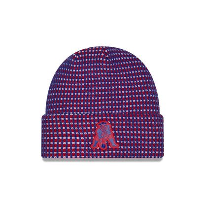 Pictured is this NFL Sideline 2026 New England Patriots Cuff Knit Beanie Hat in blue. 1