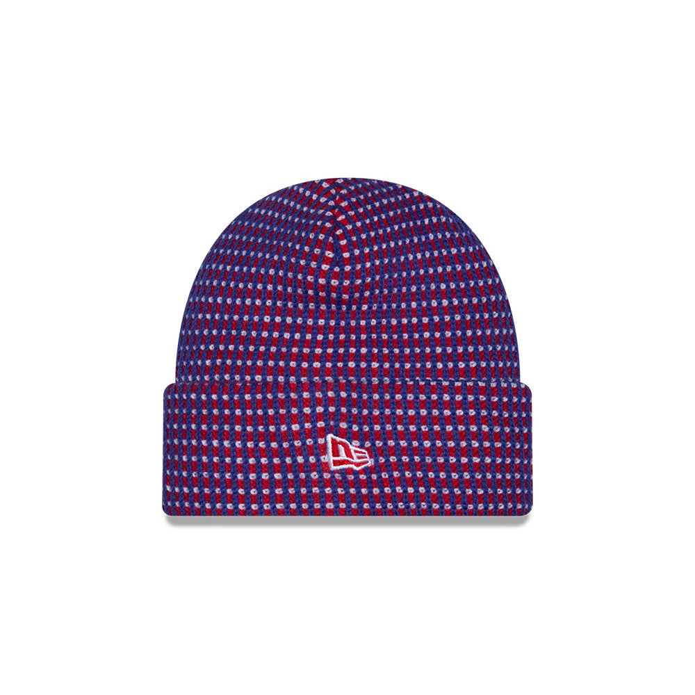 Pictured is this NFL Sideline 2026 New England Patriots Cuff Knit Beanie Hat in blue. 2