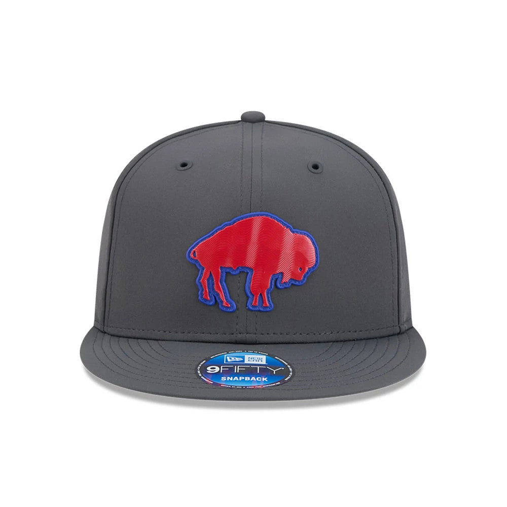 Pictured is this NFL Sideline 2026 Buffalo Bills 9FIFTY Snapback cap in charcoal. 3