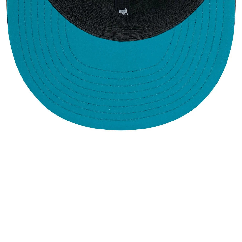 Pictured is this NFL Sideline 2026 Jacksonville Jaguars 9FIFTY Snapback cap in charcoal. 2