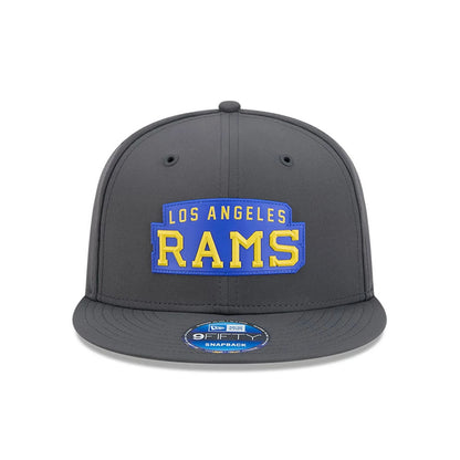 Pictured is this NFL Sideline 2026 LA Rams 9FIFTY Snapback cap in charcoal. 3
