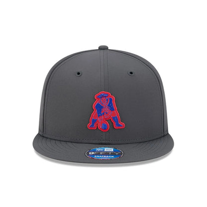 Pictured is this NFL Sideline 2026 New England Patriots 9FIFTY Snapback cap in charcoal. 3