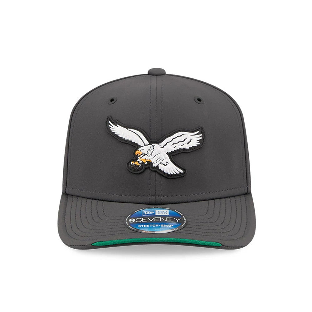 Pictured is this NFL Sideline 2026 Philadelphia Eagles 9SEVENTY Stretch Snap cap in charcoal. 2