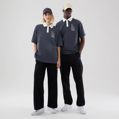 The model is wearing this MLB LA Dodgers Polo T-Shirt in grey. 1