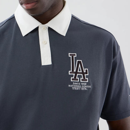 The model is wearing this MLB LA Dodgers Polo T-Shirt in grey. 5