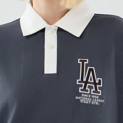 The model is wearing this MLB LA Dodgers Polo T-Shirt in grey. 6