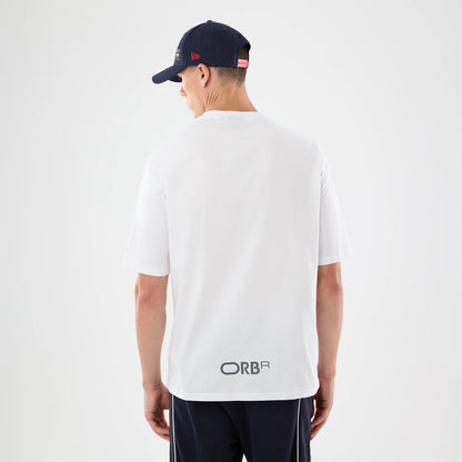 The model is wearing this Red Bull Racing Graphic Oversized T-Shirt in white. 2