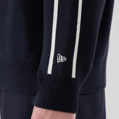 The model is wearing this MLB Knit New York Yankees Knitted Sweater in navy. 5