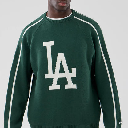 The model is wearing this MLB Knit LA Dodgers Knitted Sweater in dark green. 3