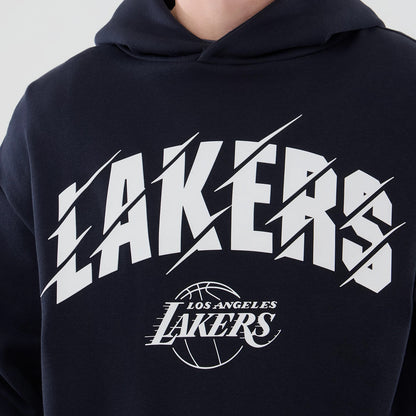 The model is wearing this NBA Core Plus LA Lakers Pullover Hoodie in navy. 4