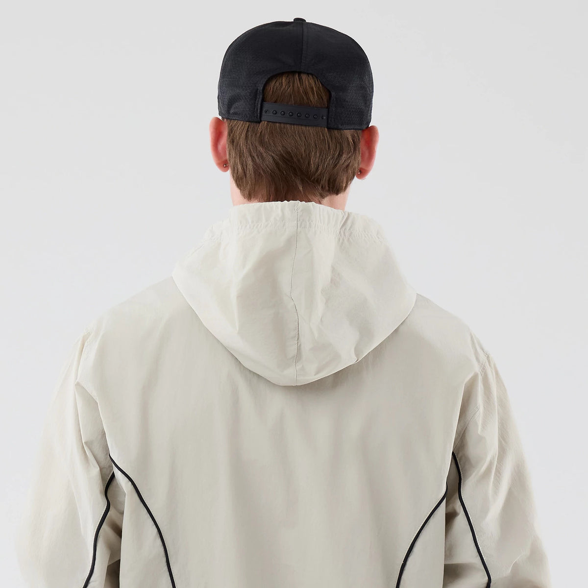 The model is wearing this MLB Piping New York Yankees Jacket in cream. 7