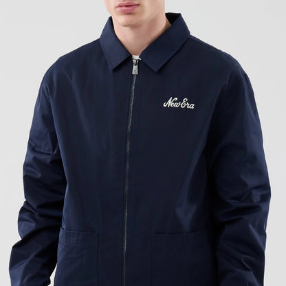 The model is wearing this New Era Shacket in navy. 5