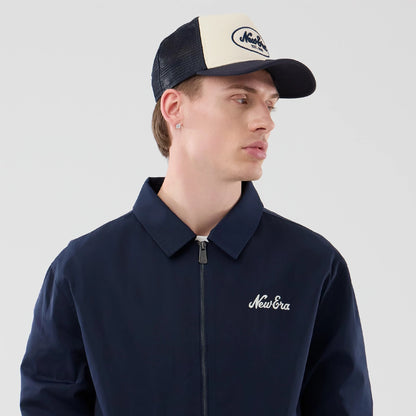The model is wearing this New Era Shacket in navy. 3