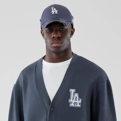 The model is wearing this MLB Knit LA Dodgers Cardigan in grey. 6