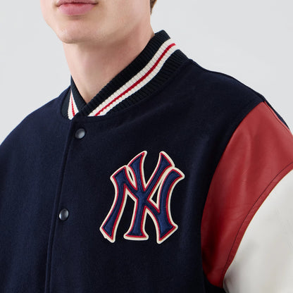 The model is wearing this MLB Varsity New York Yankees Jacket in navy. 5