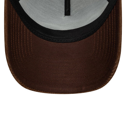 Pictured is this Red Bull Racing Distressed Cord 9FORTY A-Frame Trucker cap in brown. 5