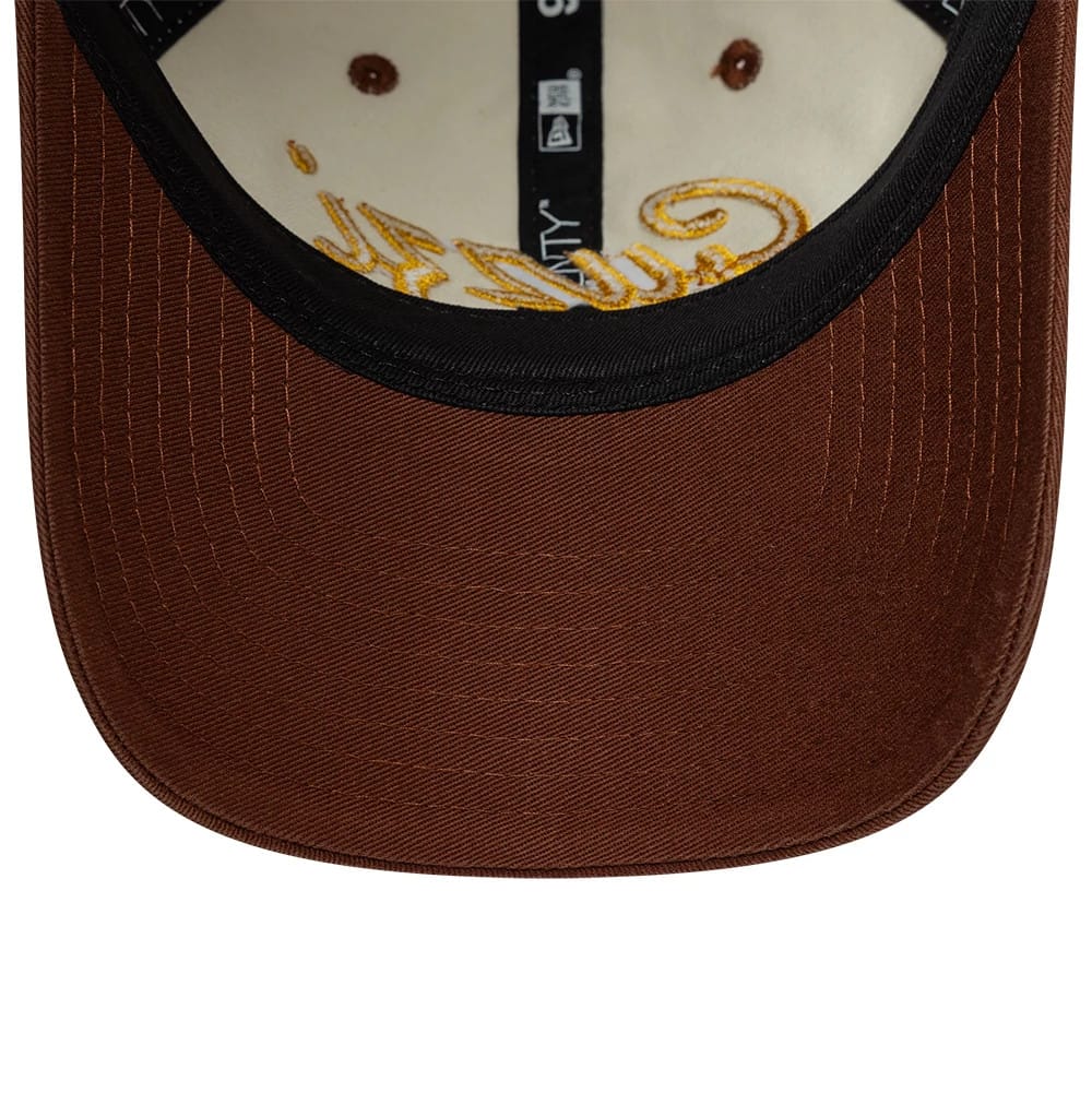 Pictured is this Moto Guzzi Script 9TWENTY cap in cream & brown. 6