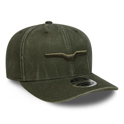 Pictured is this Moto Guzzi Logo 9SEVENTY Stretch Snap cap in green. 3