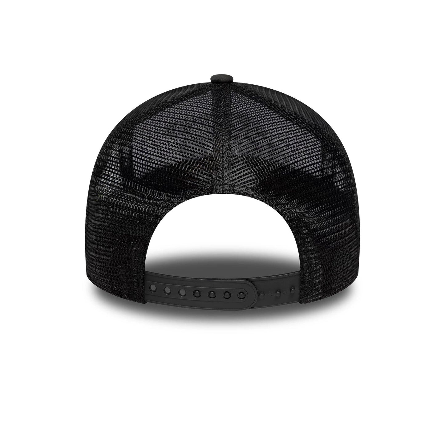 Pictured is this VR46 Print Visor 9FORTY E-Frame Trucker cap in black. 4