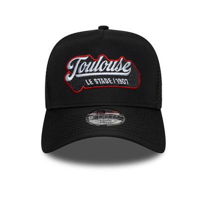 Pictured is this Youth Stade Toulousain Patch 9FORTY E-Frame Trucker cap in black. 2