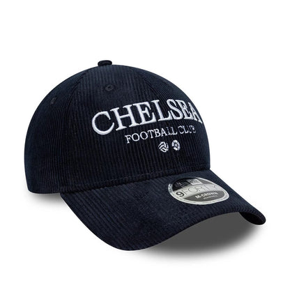 Pictured is this Chelsea FC Cord 9FORTY M-Crown cap in navy. 3