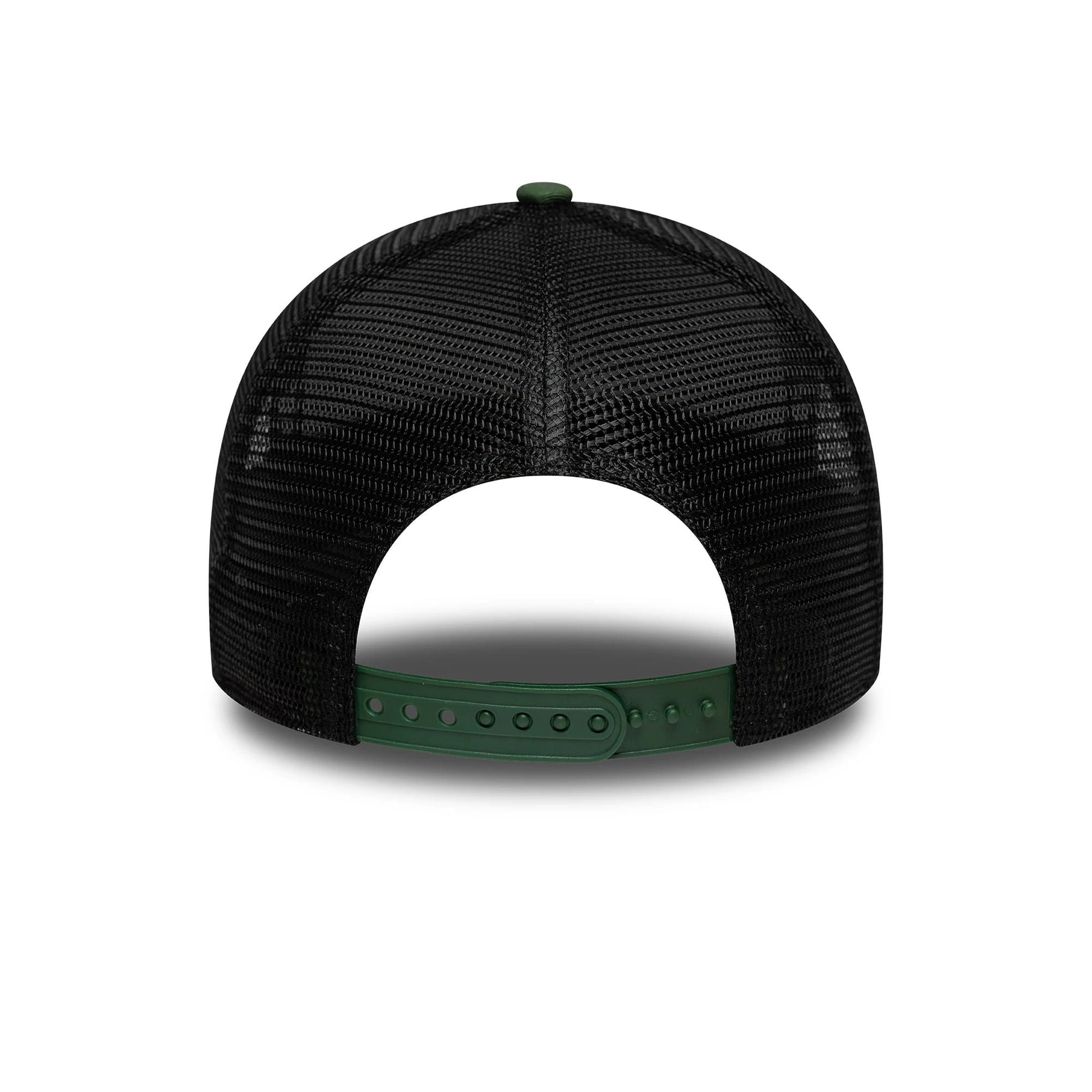 Pictured is this Manchester United FC 9FORTY A-Frame Trucker cap in dark green. 4