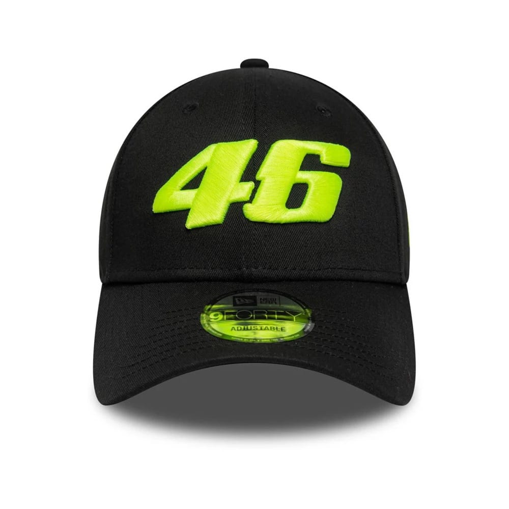 Pictured is this VR46 wordmark 9FORTY cap in black. 2