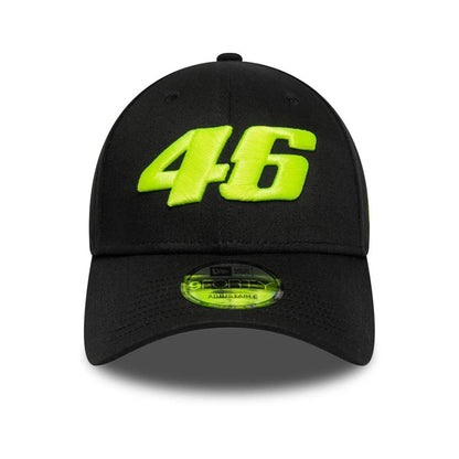 Pictured is this VR46 wordmark 9FORTY cap in black. 2